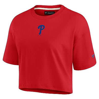 Women's Fanatics Signature Red Philadelphia Phillies Elements Super Soft Boxy Cropped T-Shirt