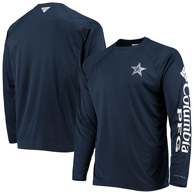 Men s Columbia Navy Dallas Cowboys Terminal Tackle Omni Shade Raglan Long Sleeve T Shirt