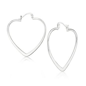 Judy Crowell Sterling Silver Heart Hoop Earrings