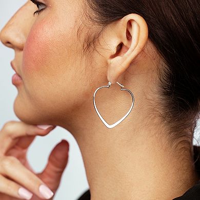Judy Crowell Sterling Silver Heart Hoop Earrings
