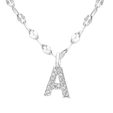 Judy Crowell Sterling Silver Cubic Zirconia Pave Mirror Chain Initial Necklace