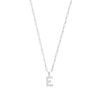 Judy Crowell Sterling Silver Cubic Zirconia Pave Mirror Chain Initial Necklace