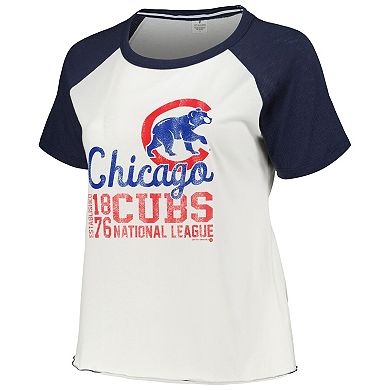 Women's Soft as a Grape White Chicago Cubs Plus Size Baseball Raglan T-Shirt
