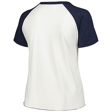 Women's Soft as a Grape White Chicago Cubs Plus Size Baseball Raglan T-Shirt