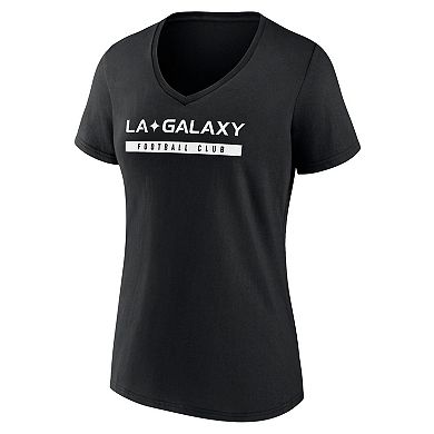 Women's Fanatics Branded Black LA Galaxy Fundamentals Stealth V-Neck T-Shirt