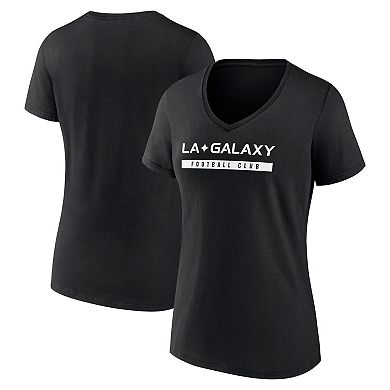 Women's Fanatics Branded Black LA Galaxy Fundamentals Stealth V-Neck T-Shirt