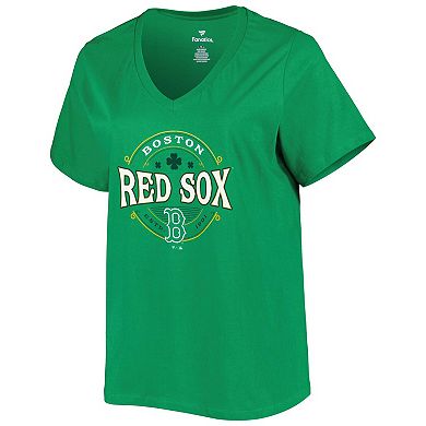Women's Kelly Green Boston Red Sox Plus Size Celtic V-Neck T-Shirt