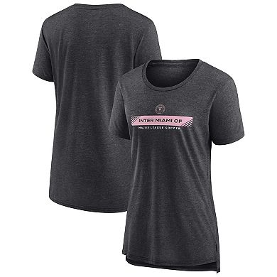 Women's Fanatics Branded Heather Charcoal Inter Miami CF Heritage Tri-Blend T-Shirt