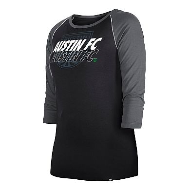 Women's New Era  Black Austin FC Athletic Raglan 3/4-Sleeve T-Shirt