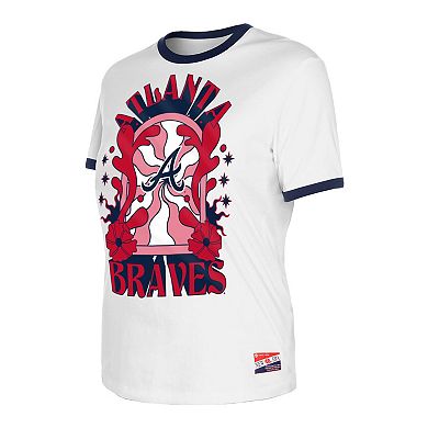 Women's New Era White Atlanta Braves Oversized Ringer T-Shirt