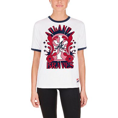 Women's New Era White Atlanta Braves Oversized Ringer T-Shirt