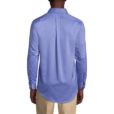 Men's Lands' End School Uniform Long Sleeve Solid Oxford Dress Shirt