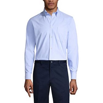 Men's Lands' End School Uniform Long Sleeve Solid Oxford Dress Shirt