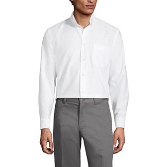 Men's Lands' End School Uniform Long Sleeve Solid Oxford Dress Shirt