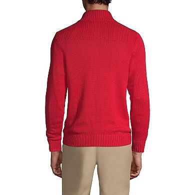Men's Lands' End School Uniform Zip-Front Cardigan Sweater