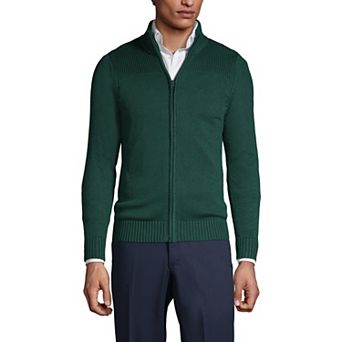 Men's Lands' End School Uniform Zip-Front Cardigan Sweater