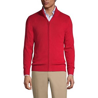Men's Lands' End School Uniform Zip-Front Cardigan Sweater