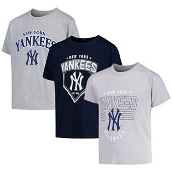 Youth Stitches Gray/Navy/Heather Gray New York Yankees 3 pc T-Shirt Combo Set