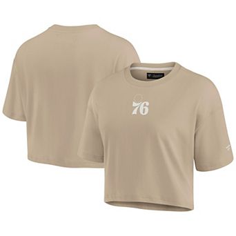 Women's Fanatics Signature Khaki Philadelphia 76ers Elements Super Soft Boxy Cropped T-Shirt
