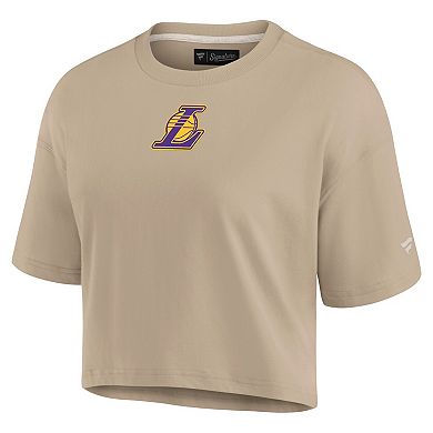 Women's Fanatics Signature Khaki Los Angeles Lakers Elements Super Soft Boxy Cropped T-Shirt