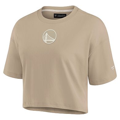 Women's Fanatics Signature Khaki Golden State Warriors Elements Super Soft Boxy Cropped T-Shirt
