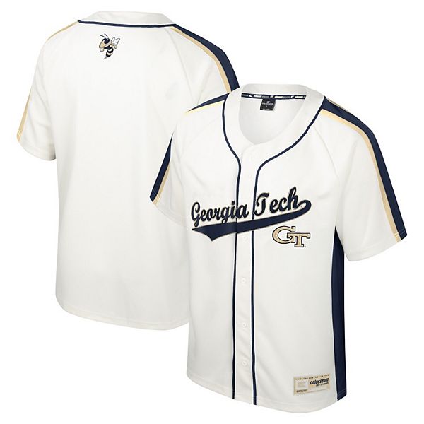 Men s Colosseum Cream Georgia Tech Yellow Jackets Ruth Button Up Baseball Jersey
