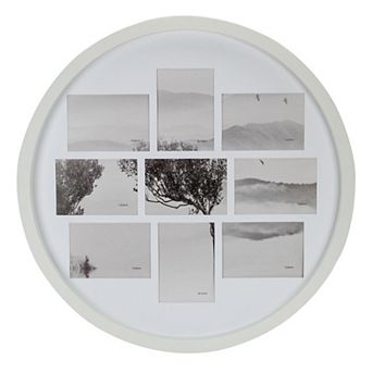 21" White Round Collage With 9 Slots for 4 X 6 Photos Wall Decor