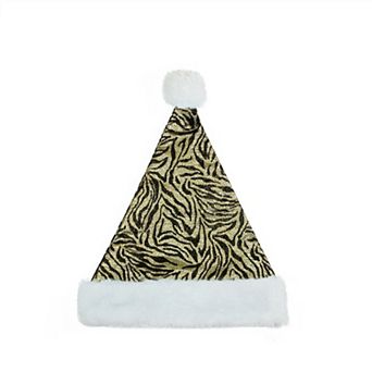 Black And White Unisex Adult Christmas Santa Hat Costume Accessory - Medium