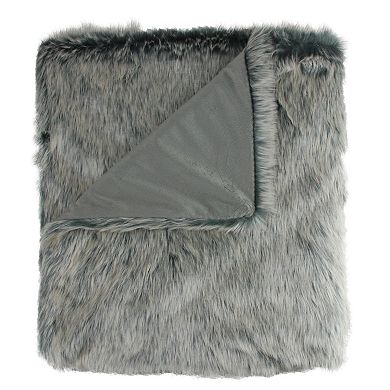 Faux Fur Gray Solid Rectangular Throw Blanket 50" x 60"