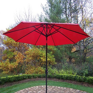 Red Outdoor Patio Market Umbrella with Hand Crank and Tilt