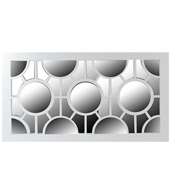 25.25" White Framed Rectangular Geometric Mirror Wall Decor