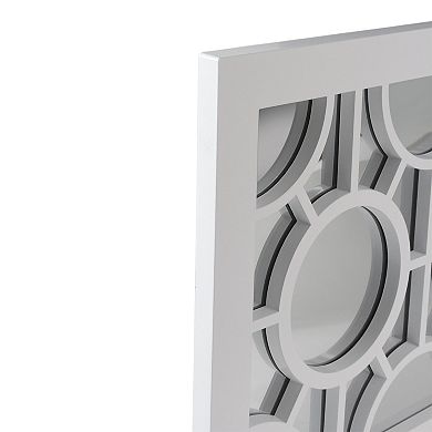 25.25" White Framed Rectangular Geometric Mirror Wall Decor