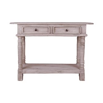 47" Natural Limewash Cottage Console Table with Drawers
