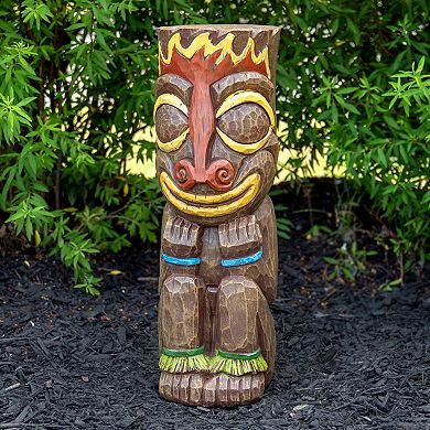 Solar Lighted Outdoor Garden Fire Tiki Statue