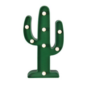10 in Battery Operated Green Cactus Marquee Wall Sign - Warm White LED Lights