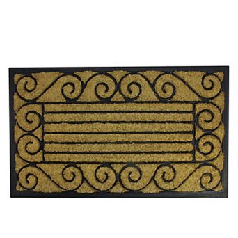 Black and Brown Contemporary Striped Outdoor Rectangular Doormat 17.75" x 29.5"