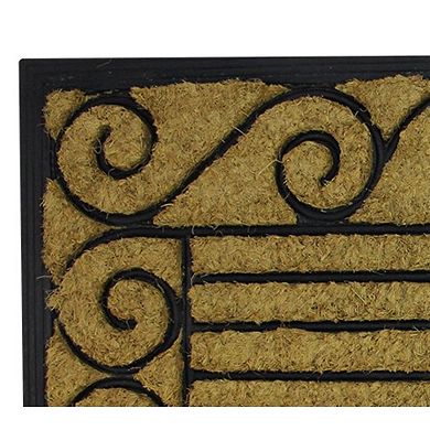 Black and Brown Contemporary Striped Outdoor Rectangular Doormat 17.75" x 29.5"