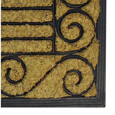 Black and Brown Contemporary Striped Outdoor Rectangular Doormat 17.75" x 29.5"