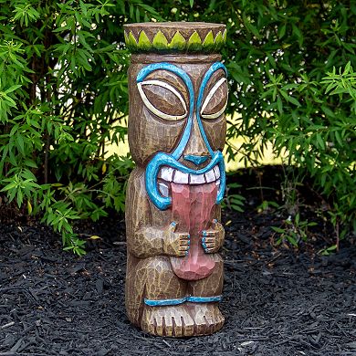 Solar Lighted Outdoor Garden Fire Tiki Statue