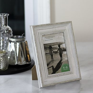 4" x 6" White Distressed Vintage Picture Frame Tabletop Decor