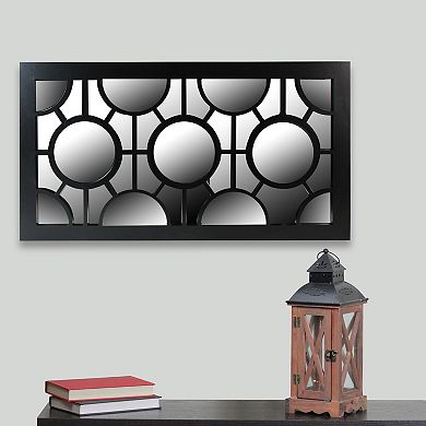 25.5" Black Framed Geometric Circles Rectangular Wall Mirror
