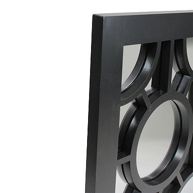 25.5" Black Framed Geometric Circles Rectangular Wall Mirror