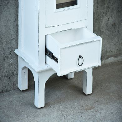 36” White Distressed Nightstand Drawer Table