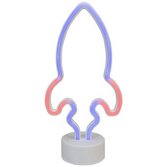 9" Blue and Red LED Neon Style Rocket Ship Table Light