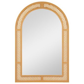 36" Arched Lattice Weaved Decorative Wall Mirror