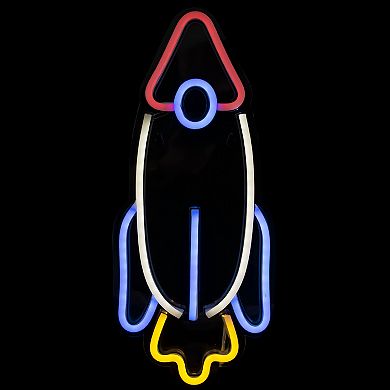 16.25" LED Neon Style Rocketship Wall Sign