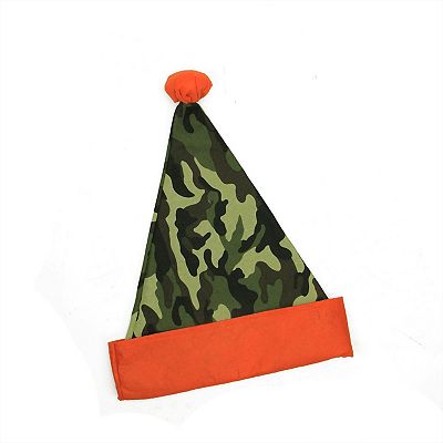 Green And Orange Camouflage Unisex Adult Christmas Santa Hat