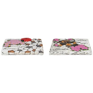 Set of 2 Love my Garden and Home Sweet Home Floral Outdoor Garden Stones 7"