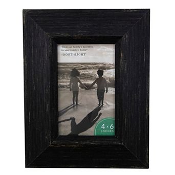 9.25" Distressed Finish Rectangular 4" x 6" Photo Picture Frame - Black