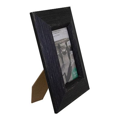 9.25" Distressed Finish Rectangular 4" x 6" Photo Picture Frame - Black